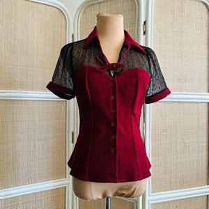 Unique Vintage Burgundy Addison Blouse